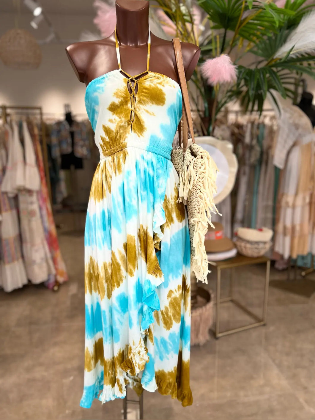 Damen Ibiza Tie-Dye Boho Maxikleid