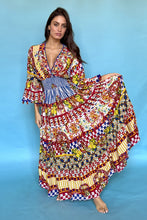 Lade das Bild in den Galerie-Viewer, Antica Sartoria Boho Maxikleid mit V-Ausschnitt
