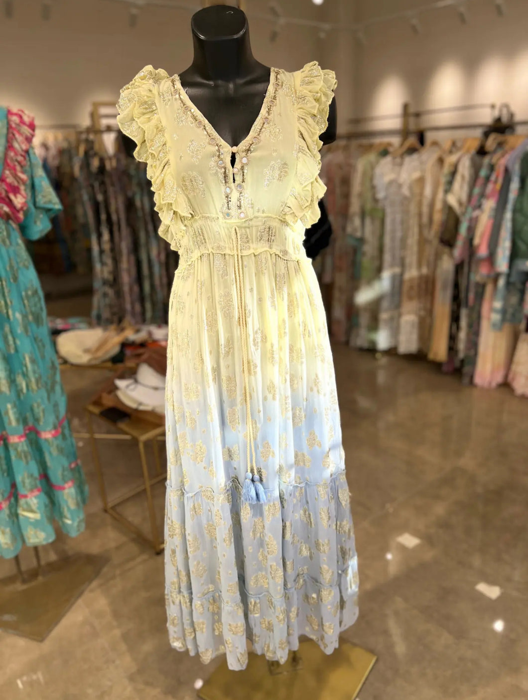 Damen Boho Hippie Ibiza Maxikleid