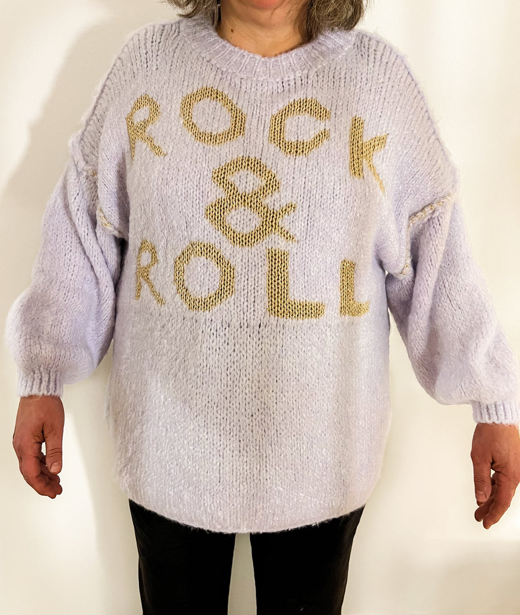 Damen Oversize Kuscheliger Strickpullover ROCK & ROLL