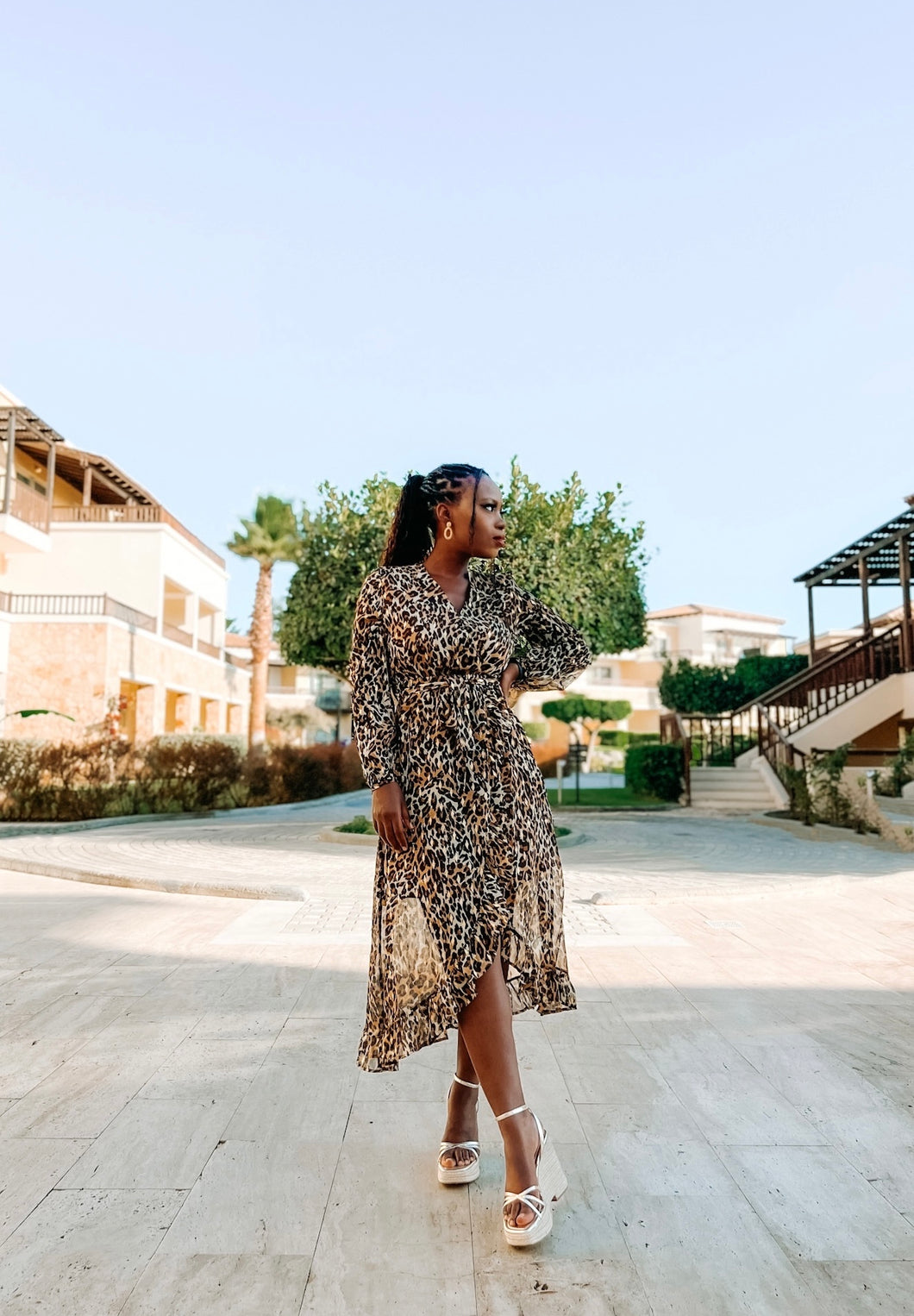 Long leopard print dress