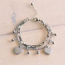 Load image into Gallery viewer, STEEL CHAIN BRACELET “MEDIUM” + LINK AND HEARTS - SILVER
