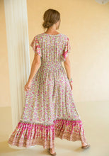 Carregar imagem no visualizador da galeria, Boho Maxikleid mit Rüschenärmeln
