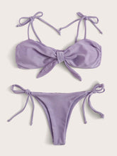 Carica l&#39;immagine nel visualizzatore di Gallery, Zweiteiliger Bikini mit Knoten - Lila
