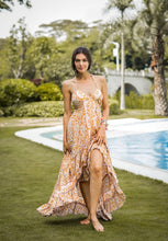 Load image into Gallery viewer, Boho maxi dress with an open back
